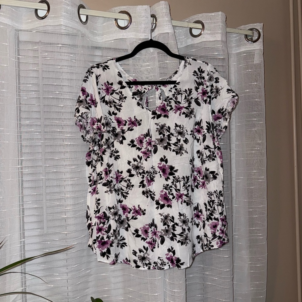 Torrid Purple and Black Floral Blouse